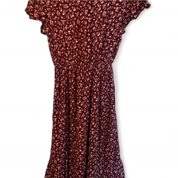 Abercrombie & Fitch burgandy Floral high low Dress size small - Picture 6 of 6